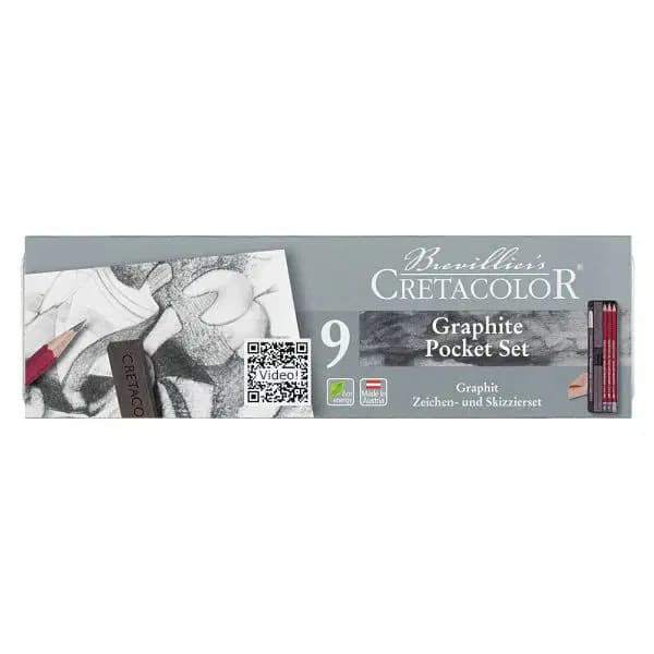 Boite Métal Cretacolor Assortiment 9 Pièces Graphite Pocket Set