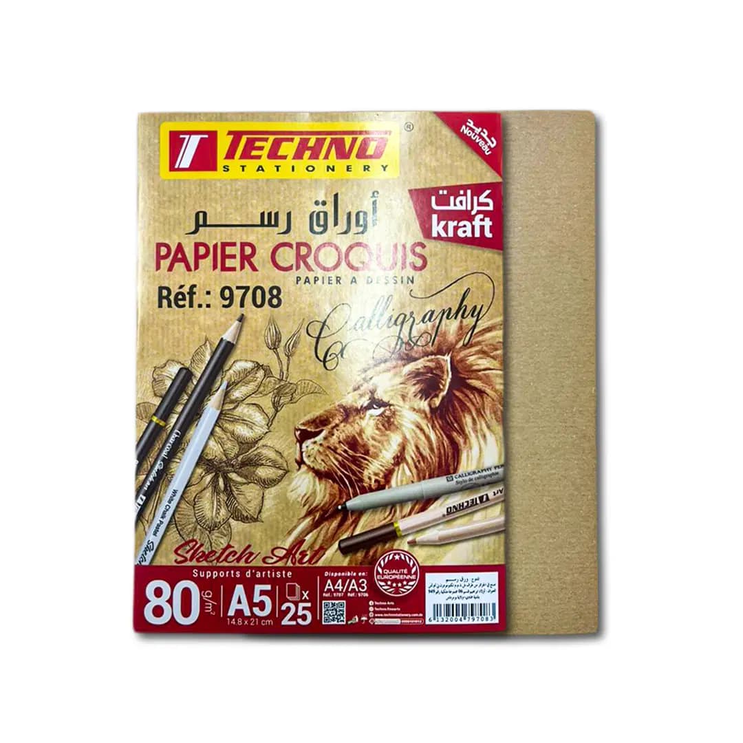 Papier Kraft A5 80G Paquet de 25F TECHNO-9708-00