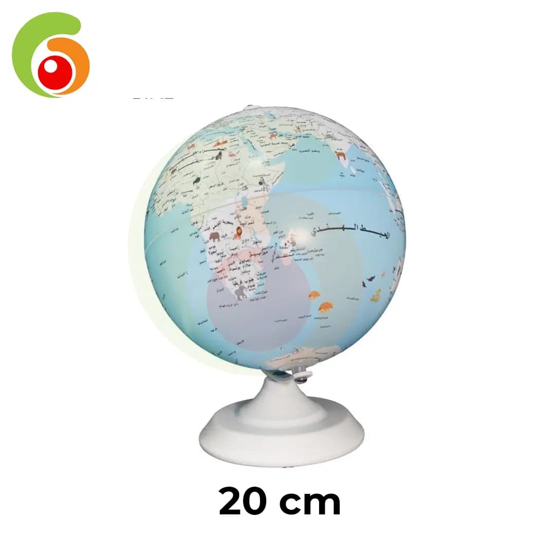 Globe Terrestre 20CM Avec Support Metal Blanche et Map Bleu