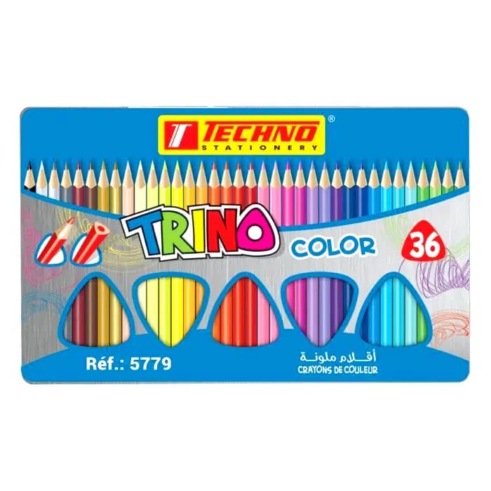 Crayon Couleur Trino Boite Metal de 36 Pcs Techno Ref 5779