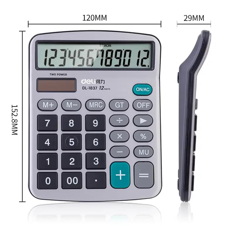 Calculatrice de Poche 12 Chiffres 120*152.8*29MM Dark Gray 3