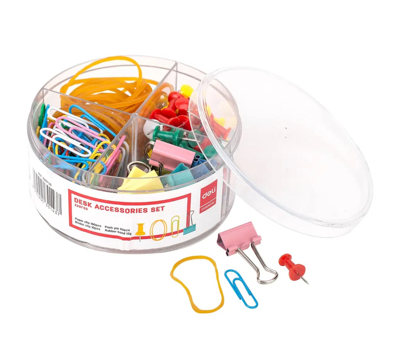 Ensemble Clip Metalique+trombone+punaise+elastique Deli Ref Z20703 3