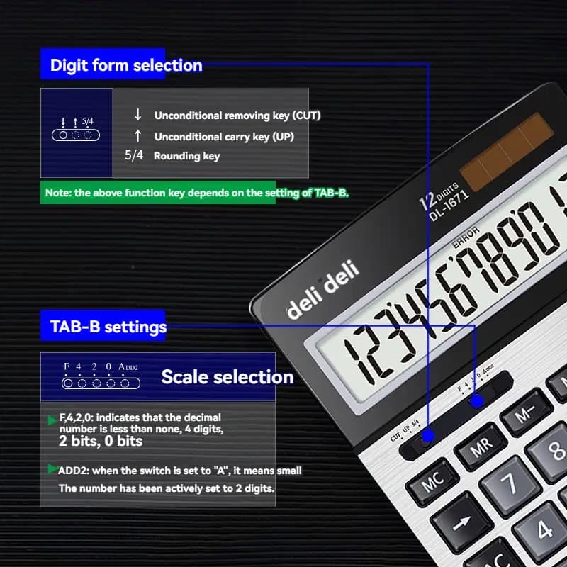 Calculatrice de Bureau 12 Chiffres 183*135.2*38.8MM Dark Gray 4