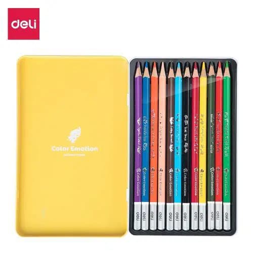 Crayon de Couleur de 12 Gm Color Emotion Boite Metalique Deli C00205 - Deli 2