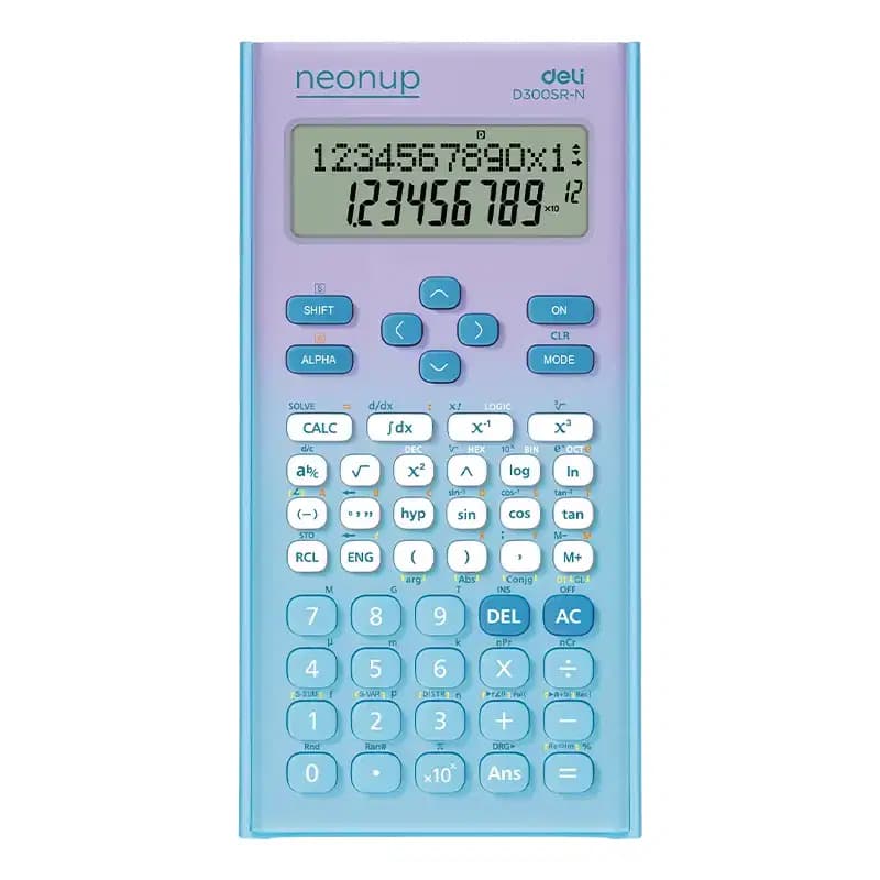 Calculatrice Scientifique 12 Chiffres 300 Fonctions Deli Ref D300SR-N Bleu