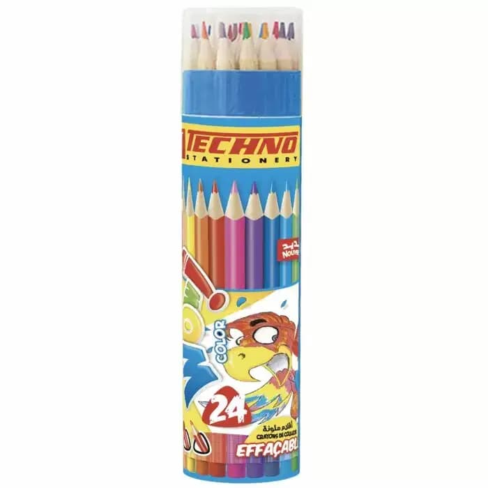 Crayon Couleurs Wow Efacable Boite Rond de 24 Cl Techno 5805