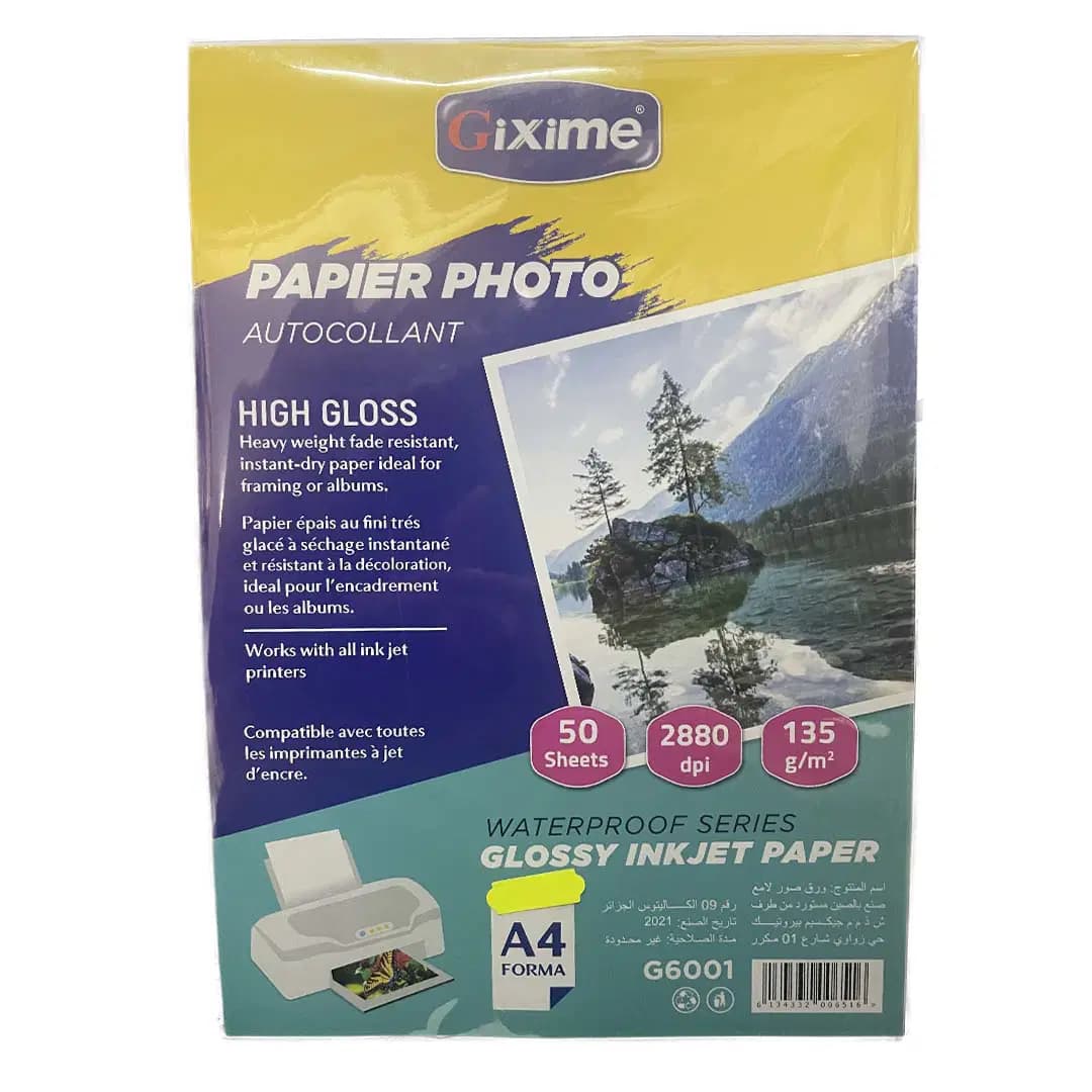 Papier Photo 135G Adhesive A4 Gixime