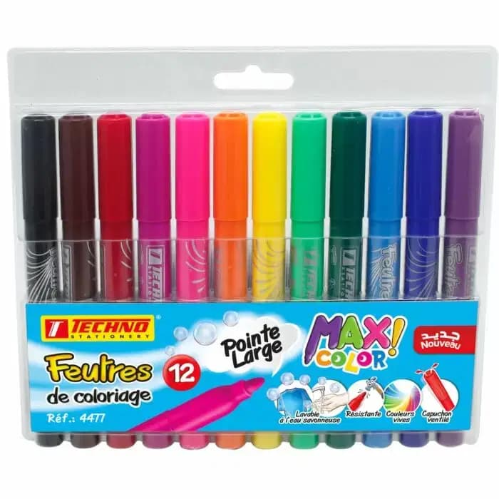 Feutre de Coloriage Jumbo Pochette de 12 Pcs Techno 4477