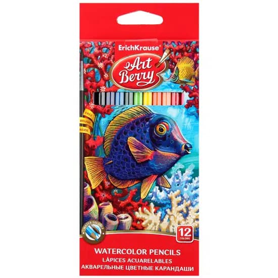 Crayon de Couleur Aquarelle Artberry de 12 Gm +pinceau Erich Krause EK-32485
