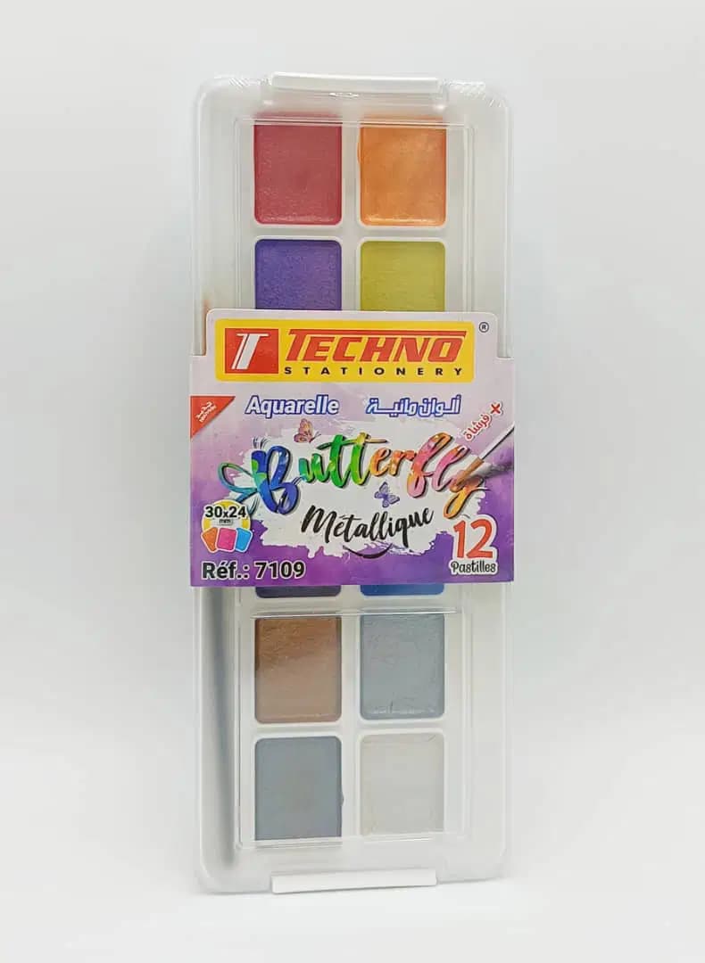 Aquarelle Butterfly Metalique 12 Pastilles 30*24MM+P Techno 7109