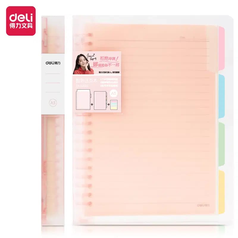 Note Book Pp Covera Feuilles Mobiles A5/80/60F. 208*145MM Rose