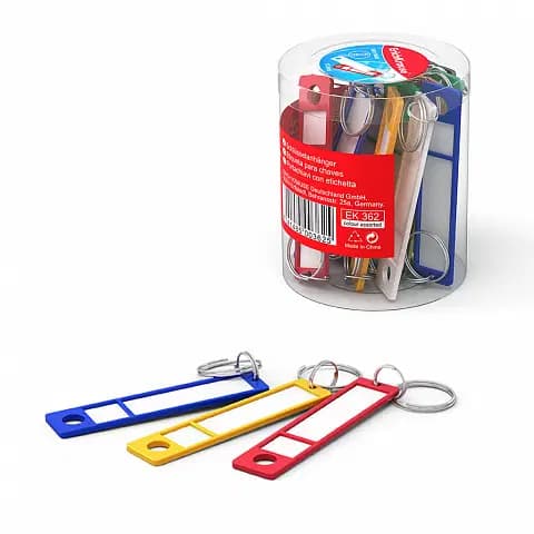 Porte Cle Etiquette Boite de 12 Pcs 63mm ek-362