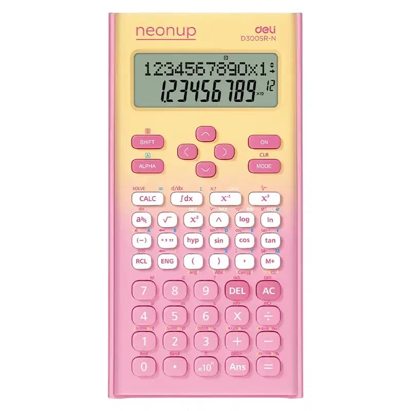 Calculatrice Scientifique 12 Chiffres 300 Fonctions Deli Ref D300SR-N Pink
