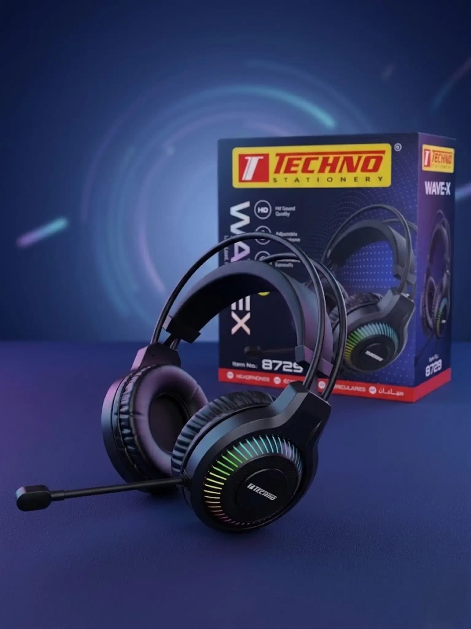 Casque Rgb Wavex Noir Techno 8729