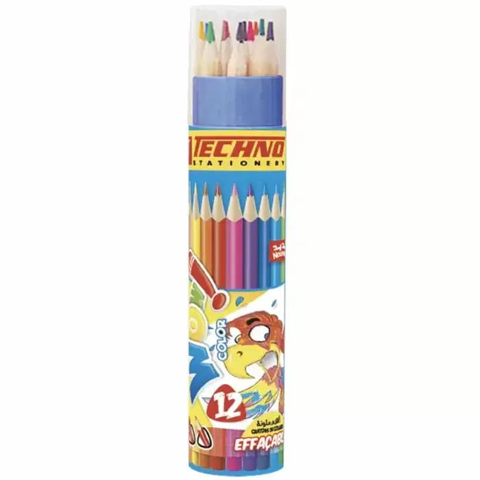 Crayons de Couleurs Wow Effacable Bte Ronde 12CLR Techno 6926
