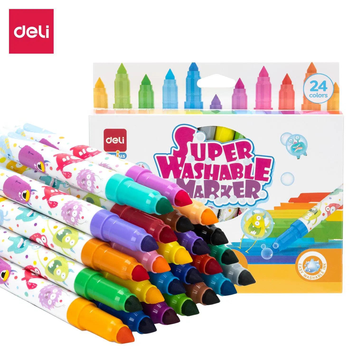 Feutre Deli Super Washable Bte de 24 Coul C155-24FEUTRE Deli Super Washable Bte