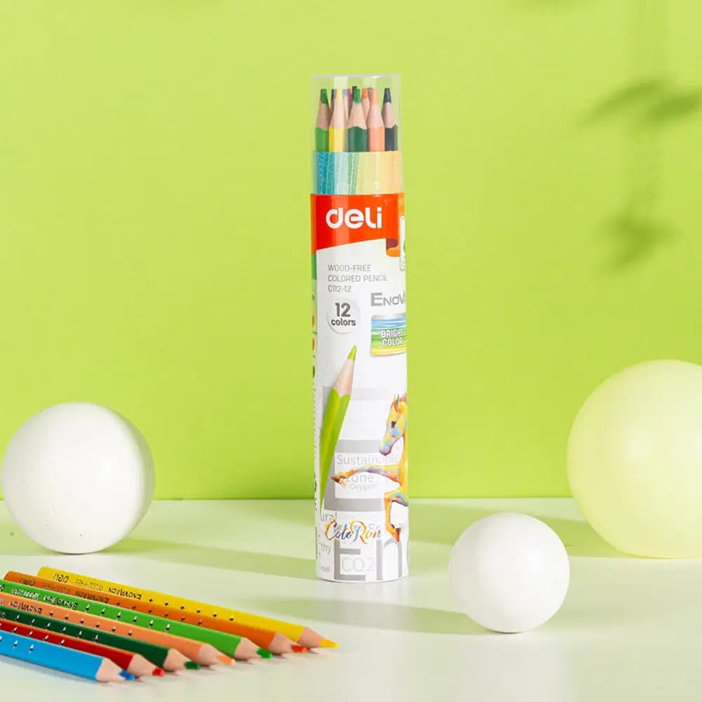 Crayon Couleur de 24 Boite Ronde (wood Free) Enovation Deli C112-24 2
