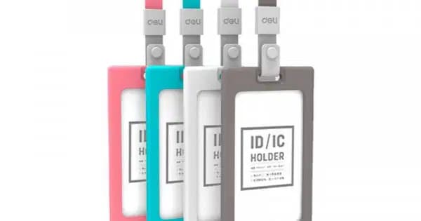 Portre Badge Soft Touch Vertical Avec Fil Dark Grey Deliu Ref 8337DG
