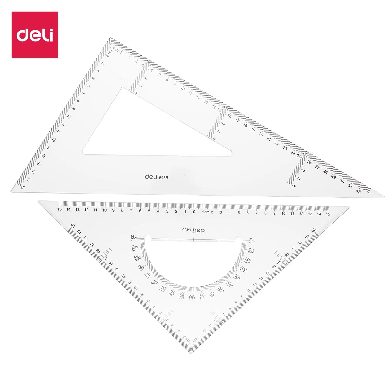 Ensemble Equerre 60-45 Rapporteur 35CM en Plastique Deli E6435