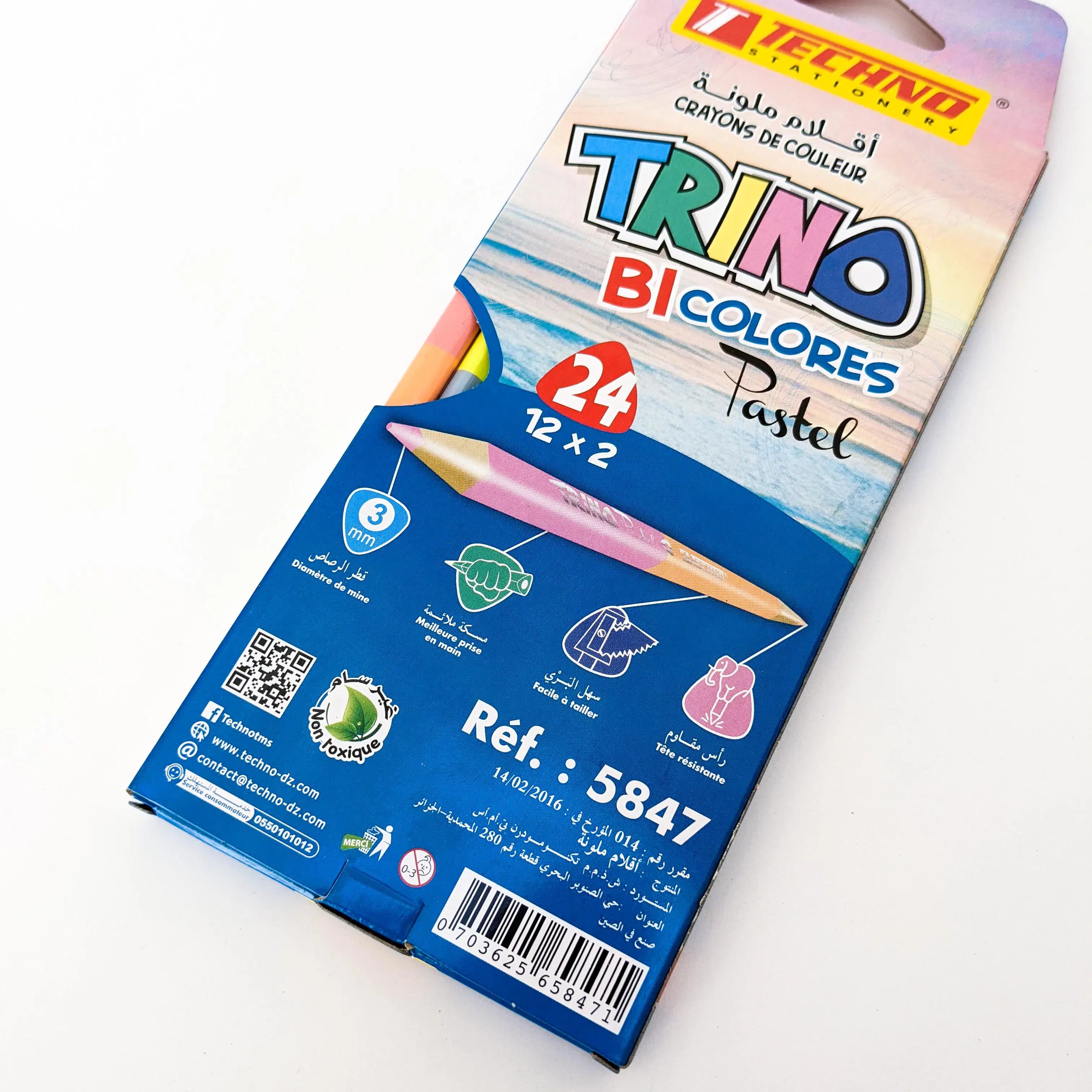 Crayons de Couleurs 2 en 1 Trino Bicolores Pastel de 24 Techno 5847 3