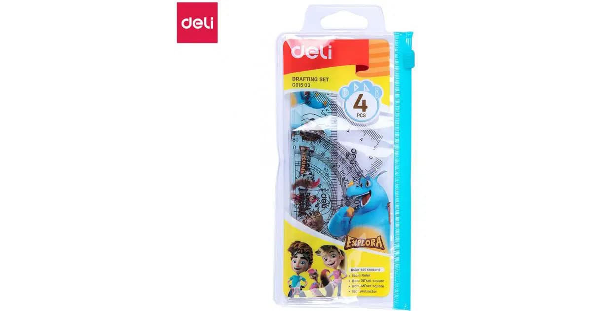 Ensemble Scolaire [REGLE15CM+2EQUERRES+1RAPPORTEUR]EXPLORA Deli Ref G01503