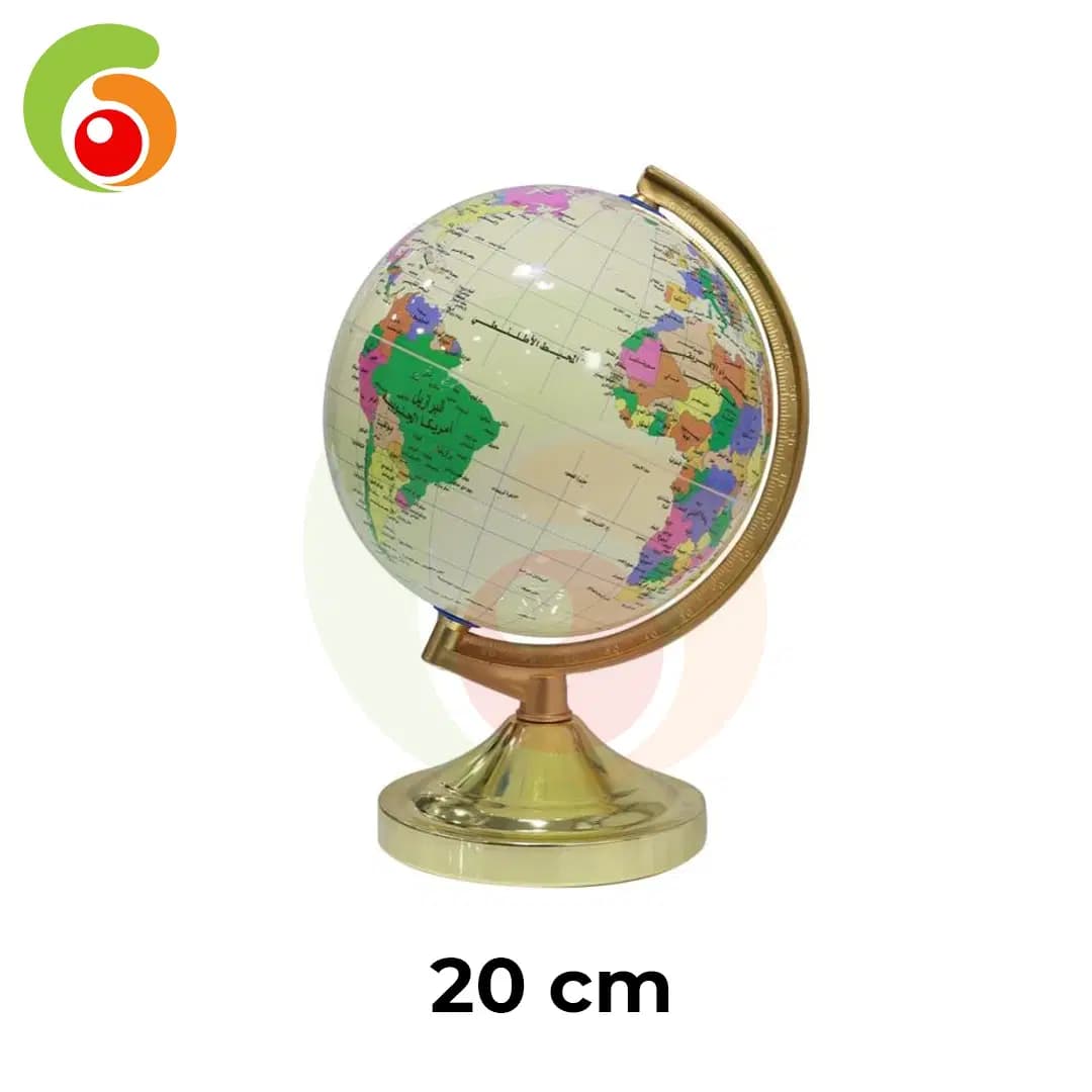 Globe Terrestre 20CM Avec Support Plastique Dore Ref 21117