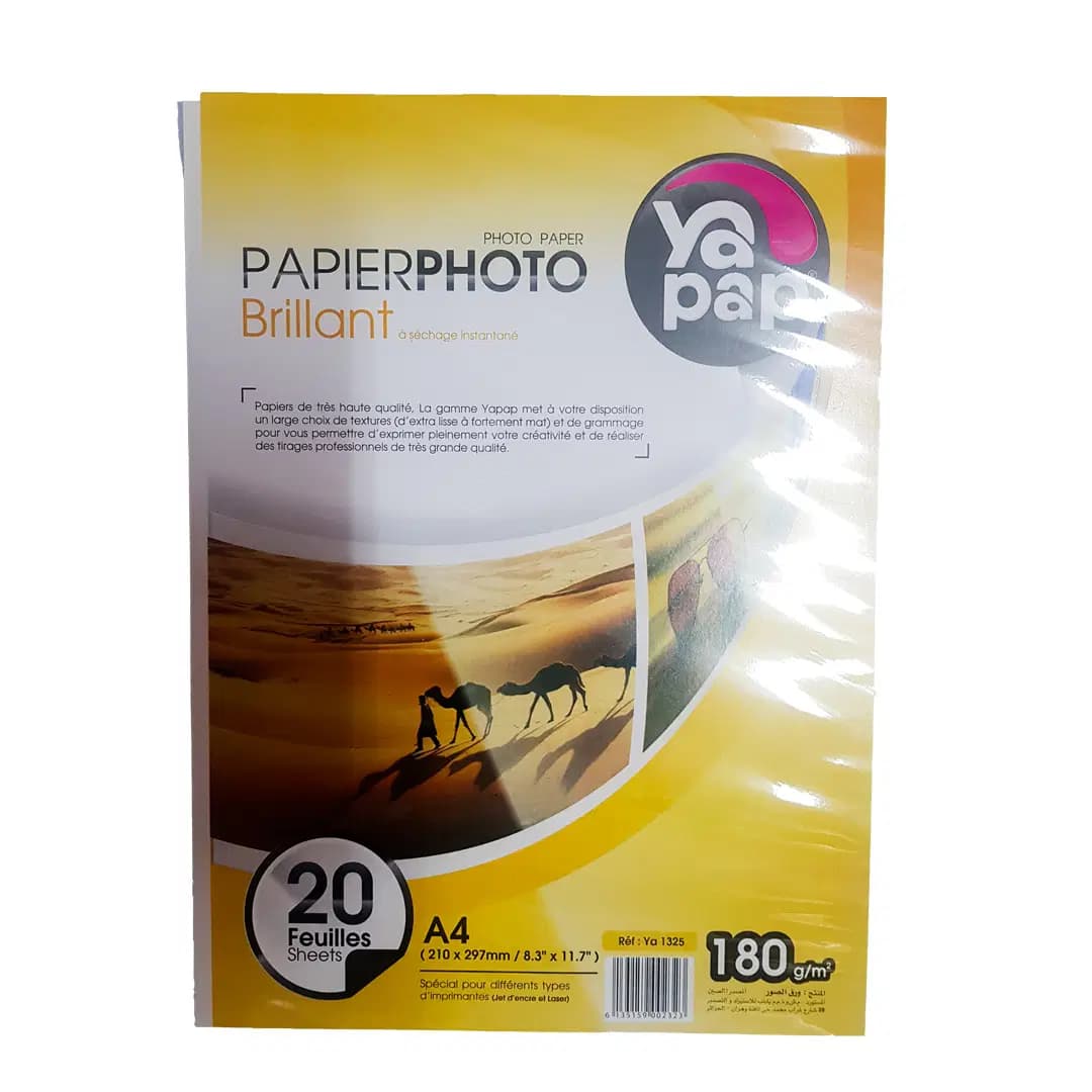Papier Photo A4 180G Gr Pq 25F Yapap Ref YA1325