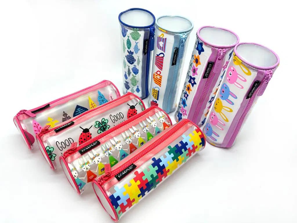 Trousse Ronde Opaque Motif Lineaire Cristal CR-1946