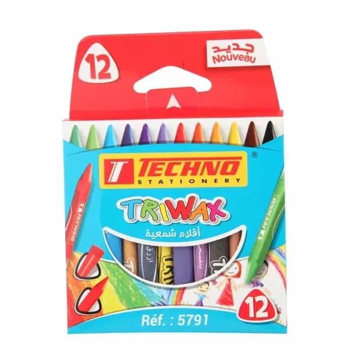 Crayons de Couleur a la Cire de 12 Couileurs TECHNO_5791_00