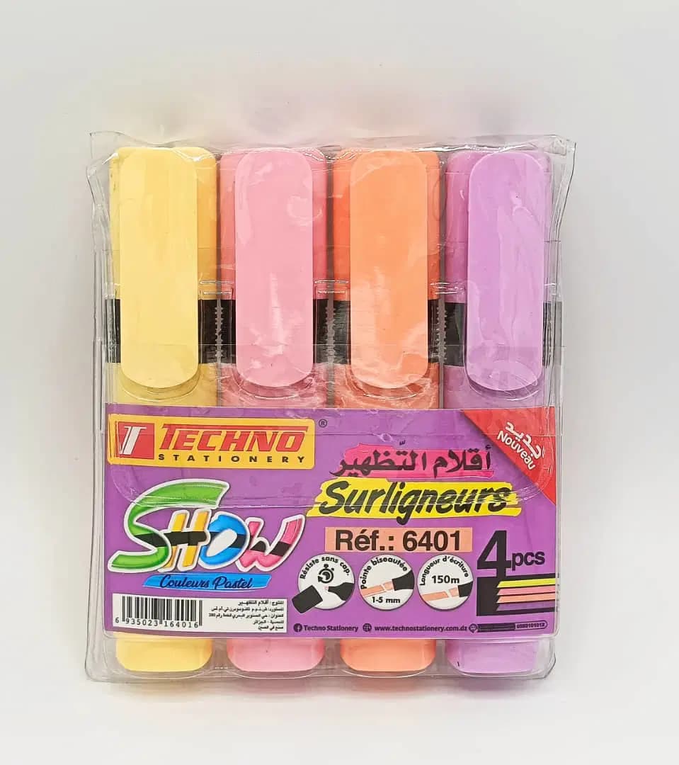 Surligneur Pastelshow Pochette 4COULEURS Techno 6401