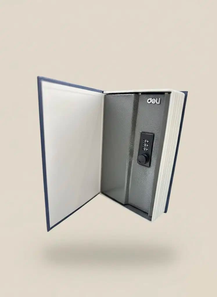 Coffre Fort Forme Livre Bleu Deli Ref T647 3