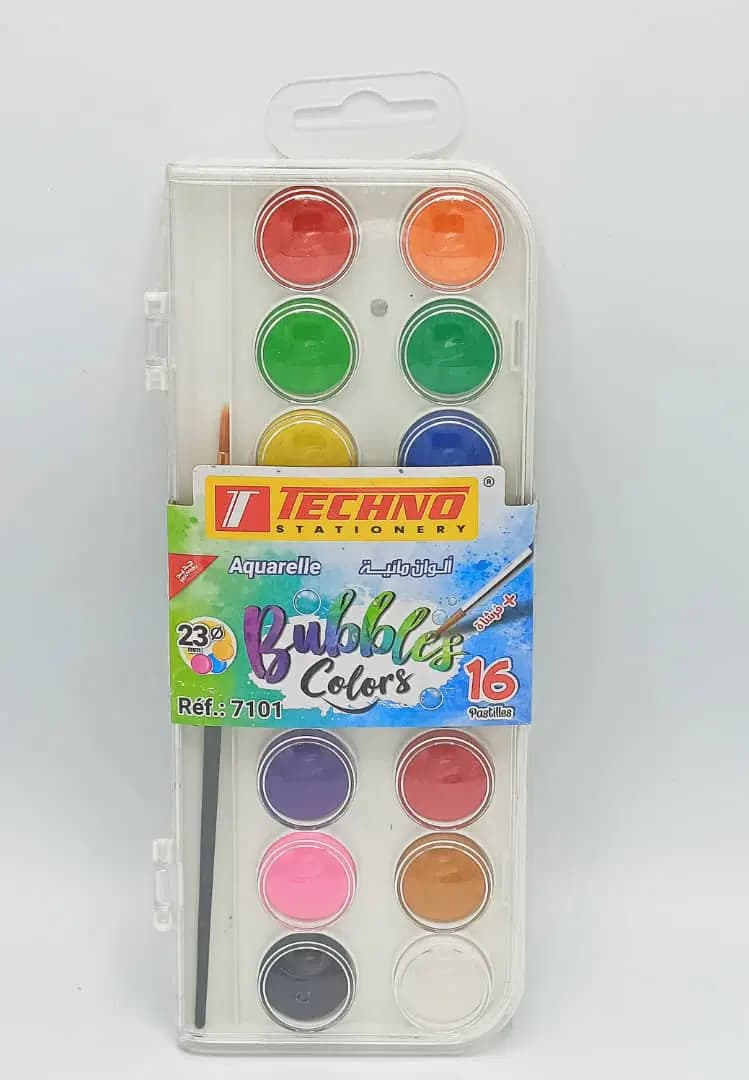 Aquarelle Bubbles Colors 16 Pastilles 23MM+PINCEAU Techno 7101