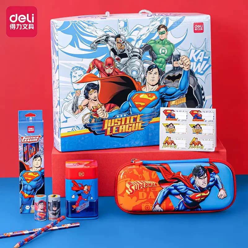 Kit Scolaire Trousse + Tcr Manivelle + Boite Crayon Noir +2 Deli Ref VG51