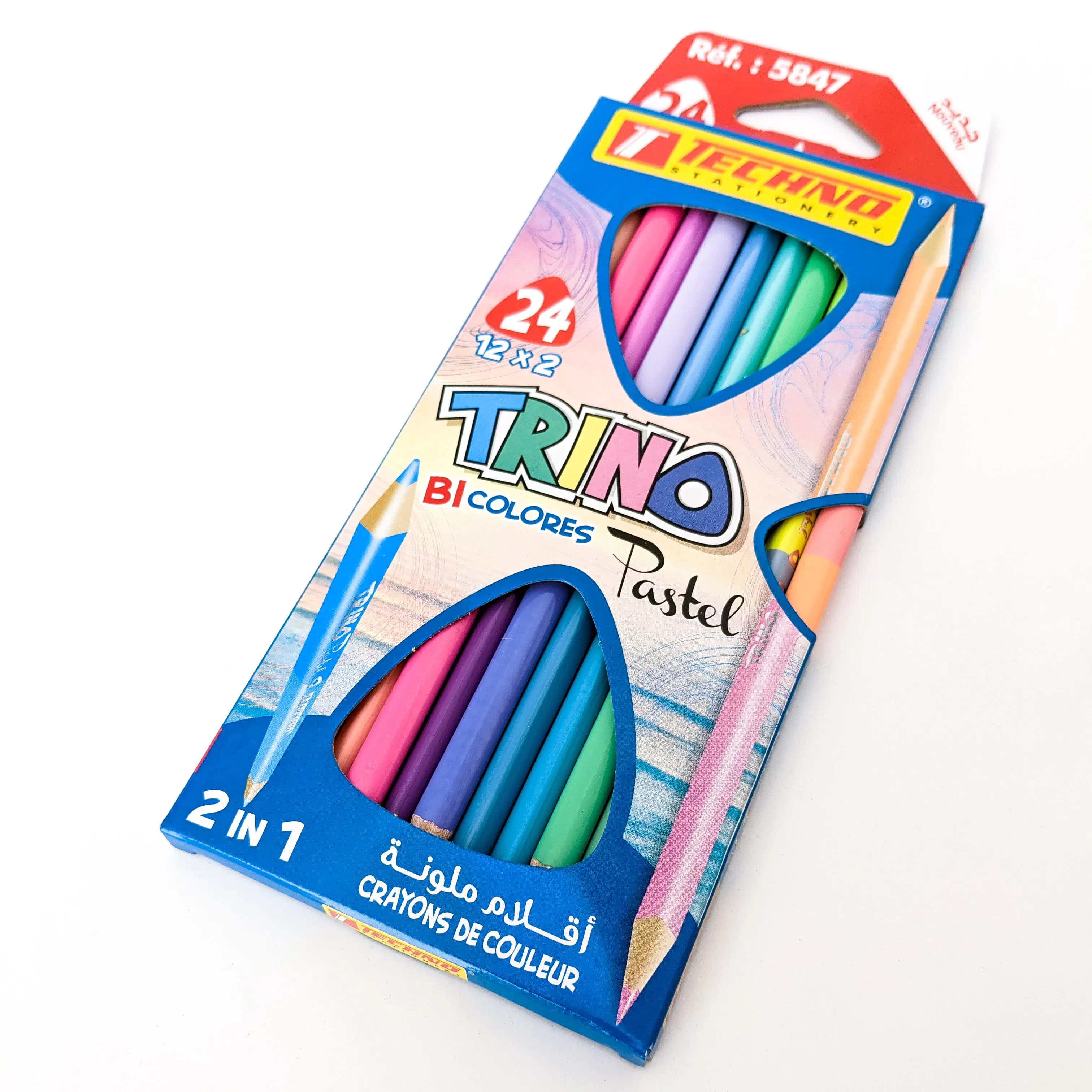 Crayons de Couleurs 2 en 1 Trino Bicolores Pastel de 24 Techno 5847 2
