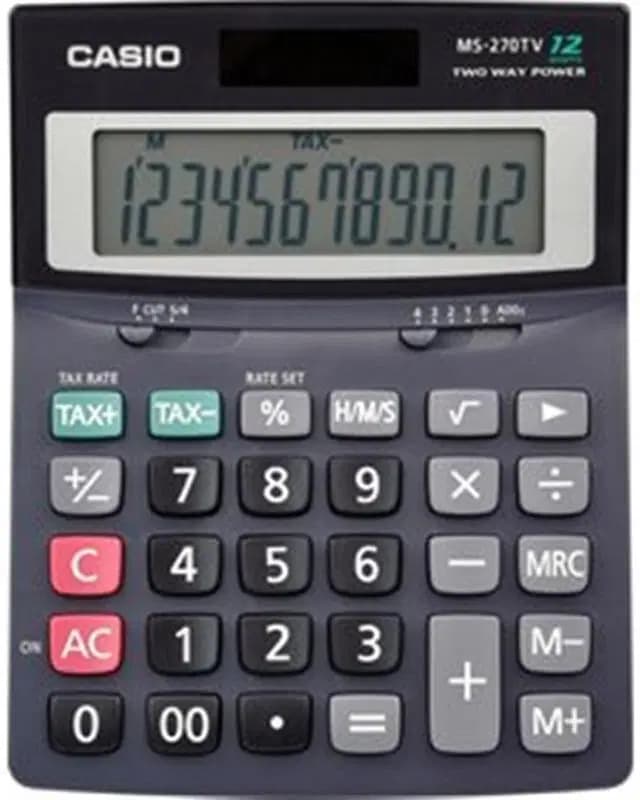 Calculatrice Casio 12 Chiffres MS-270TV-W
