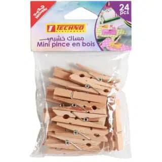 Mini Pinces en Bois Coul Natur 48*7MM 24PCS Techno 5007