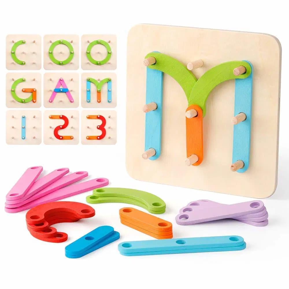 Jeu Dactivite Coomgam Lettre Chiffre en Bois Golden 22251