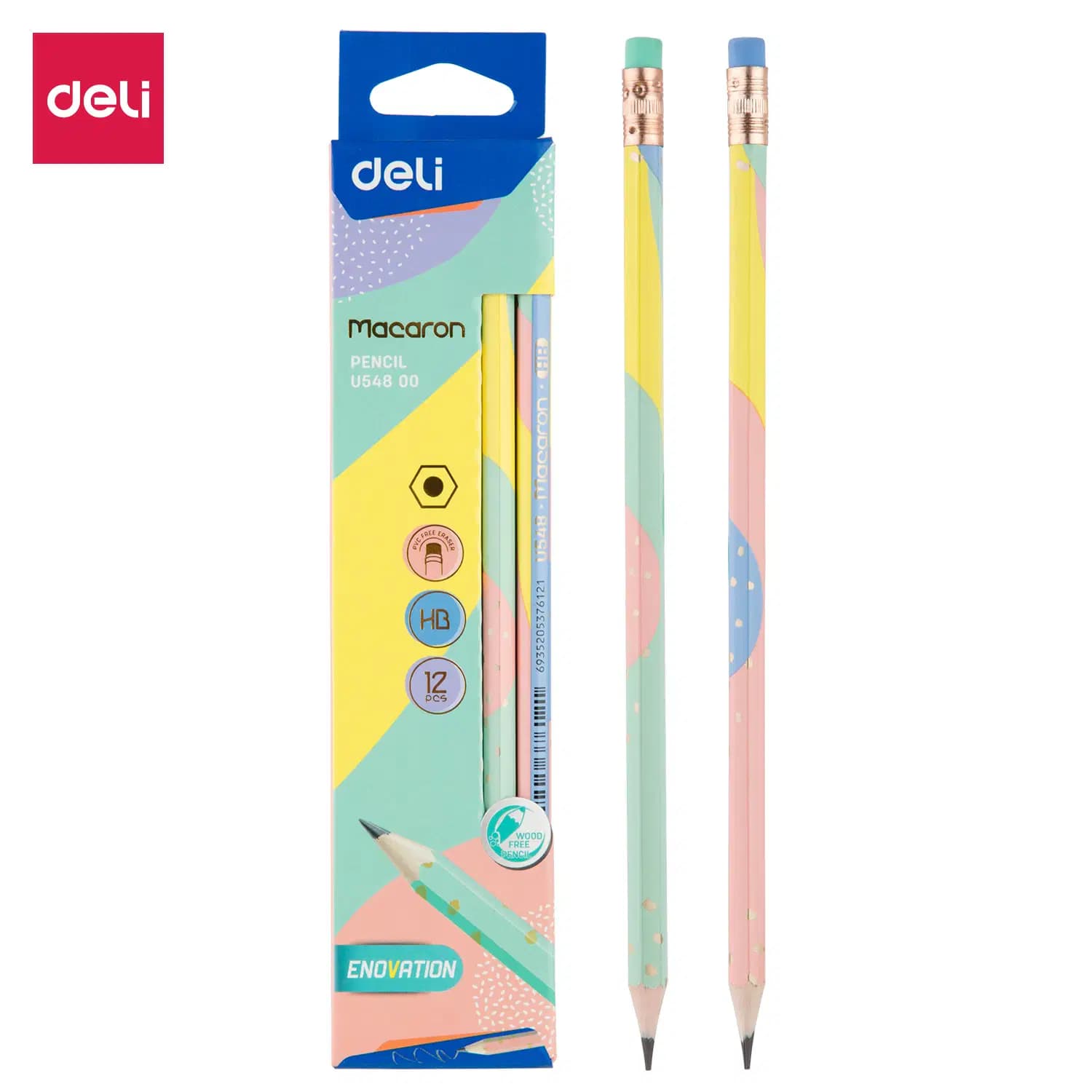 Crayon Noir Hb Avec Gomme Macron Deli U54800