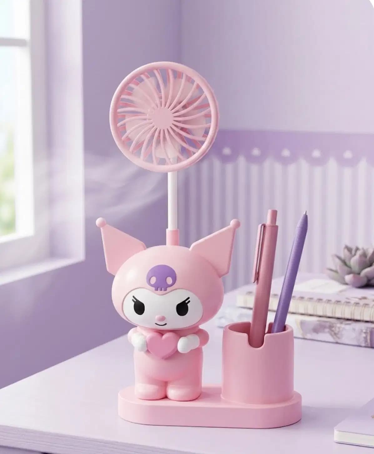 Porte Stylo Kuromi Avec Avec Ventilateur de Bureau Vision Ref T-914