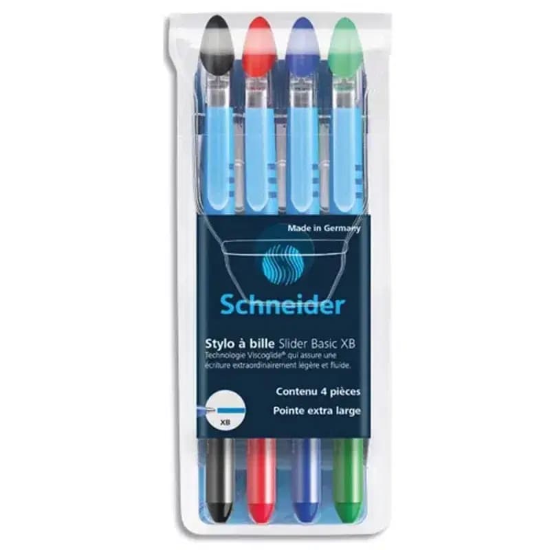 Stylo a Bille Slider Basic Xb Pochette 4 Pieces Schnider Ref 151282