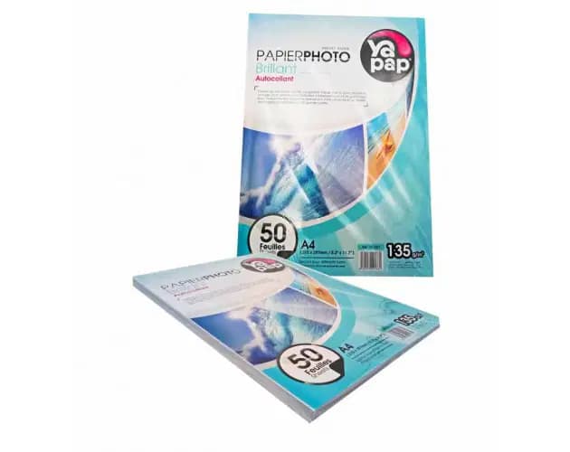 Papier Photo Autocollant Brillant A4 50 Feuilles 135 g/m2 Ya 1311