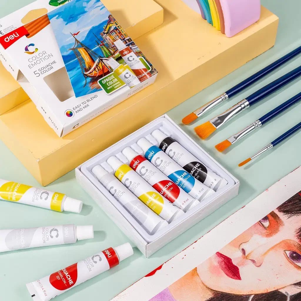 Gouache Acrylique de 5 Couleurs 12ML Color Emotion Deli C11-5 - Deli 2
