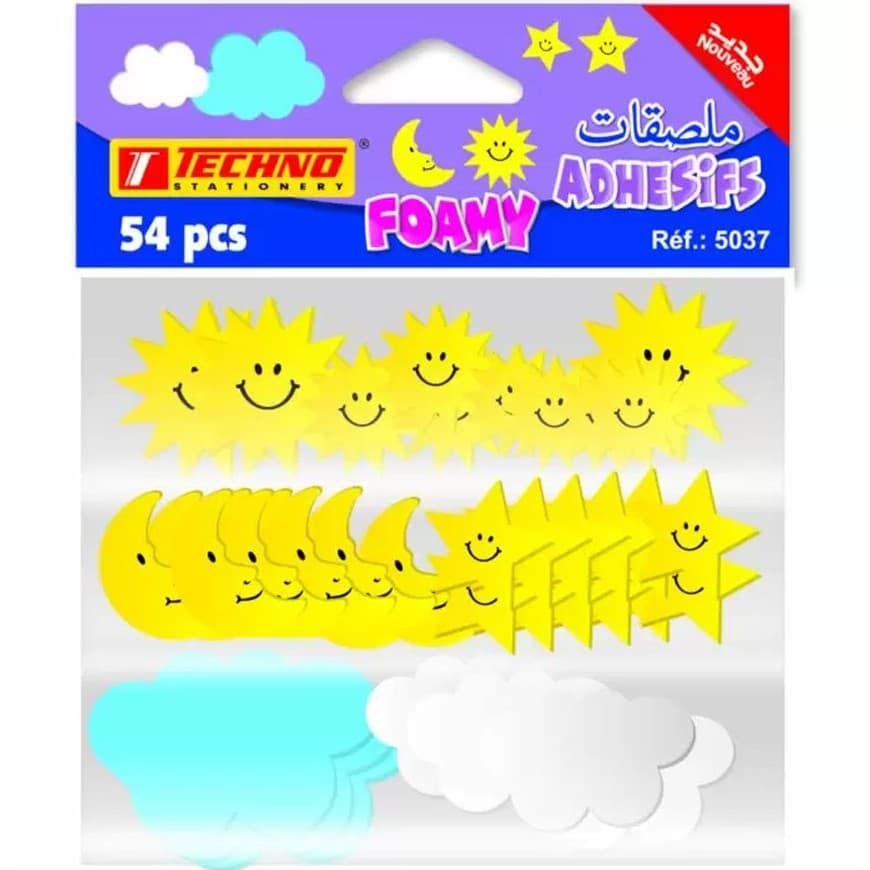 Mousse Adhesive Soleils -etoiles-nuages TCHNO-5037