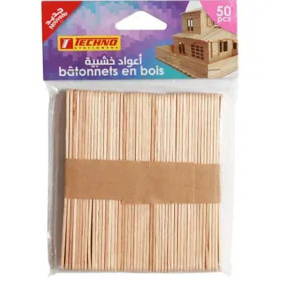 Batonnets en Bois 10140*1.7 Coul Pqt 50PCS TECHNO-5016