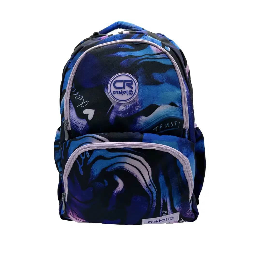 Sac a Dos Scolaire 2 Comp Diff Motifs 18 Cristal Ref CR-4525 - Cristal