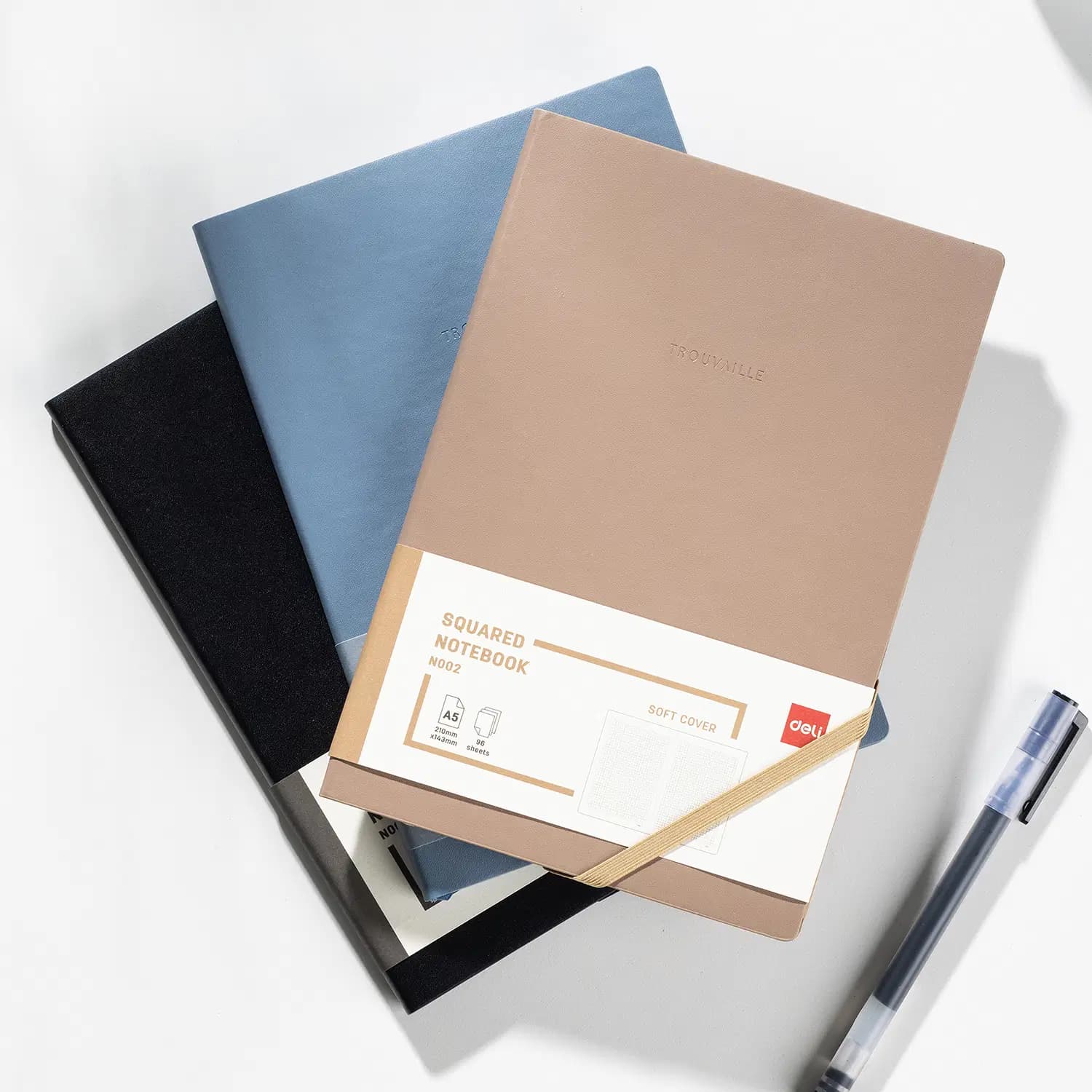 Note Book Cuir de Base Avec Elastique A5 210*143MM 96F Deli N002 3