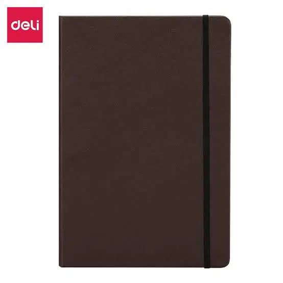 Note Book Pu Avec Élastique Leather Cover 70G/80F A5 Deli N111L Brown