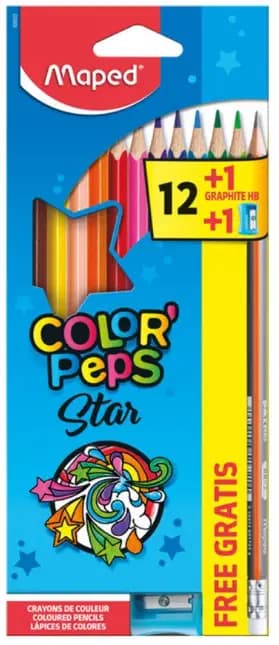 Crayon Couleurs de 12 Pcs Boite Carton + Crayon + Taille Color'peps Maped 832023