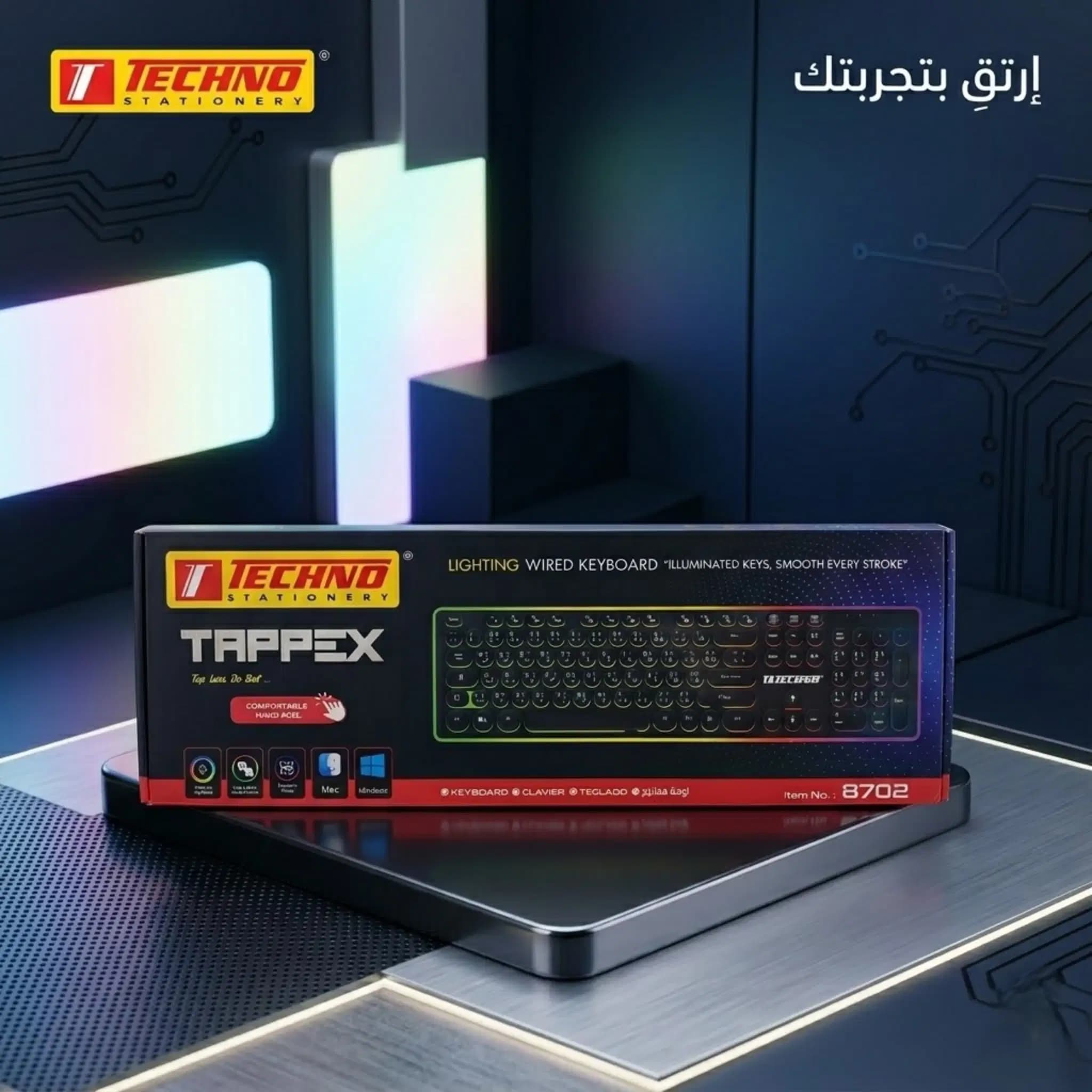 Clavier Rgb Tappex Noir Techno 8702