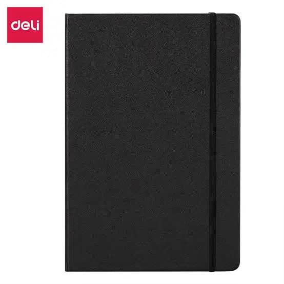 Note Book Pu Avec Élastique Leather Cover 70G/80F A5 Deli N111L Bk
